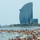 Barceloneta beach: overcrowded and dirty.